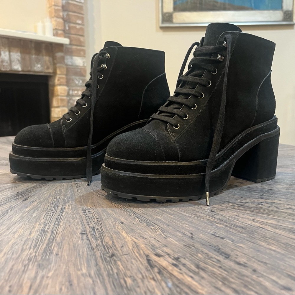CULT GAIA Bratz Black Suede Platform Lace-Up Boots – Size 38 (US 7–8) - Picture 3 of 16
